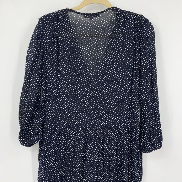 Sandro 2 Long Sleeve V Neck Mini Dress Pockets Polka Dot Medium Roll Sleeve - Picture 11 of 16